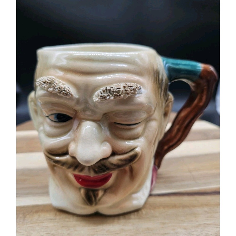 Vintage Toby Style Mug Winking Man With Mustache‎